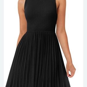 Nanette Lepore Black Pleated Midi Dress
